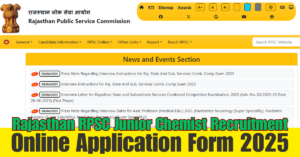 Rajasthan RPSC Junior Chemist Online Form 2025